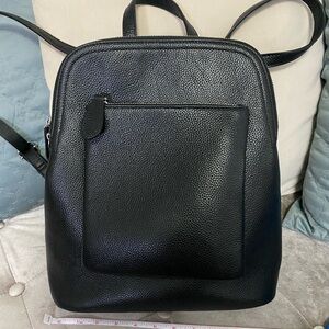 HESHE black pebbled leather backpack bag